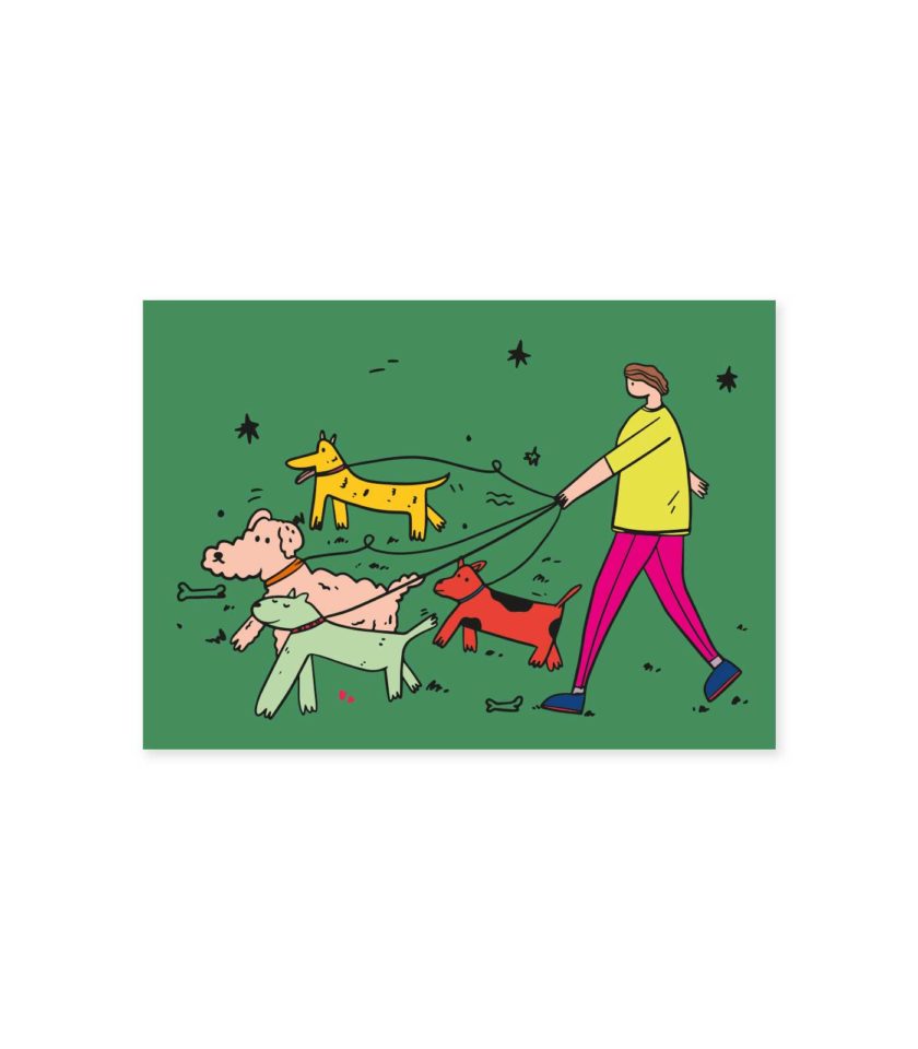 Postkarte Hundespaziergang